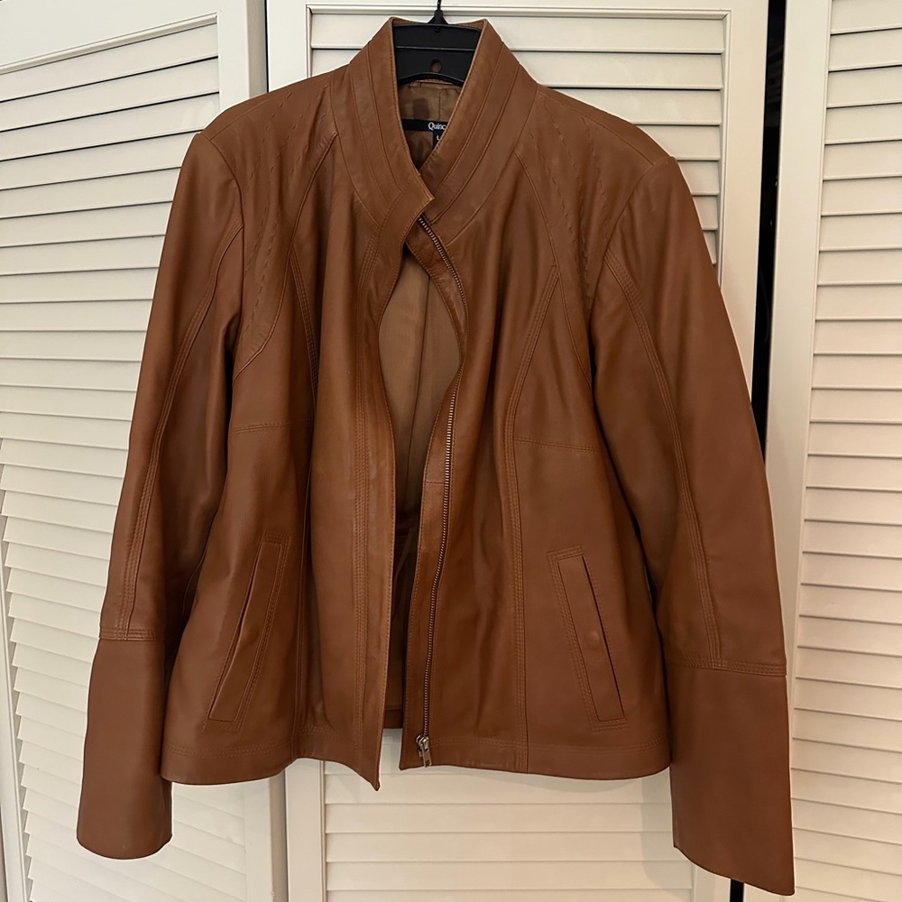 Leather jacket by Quince, brown, size large